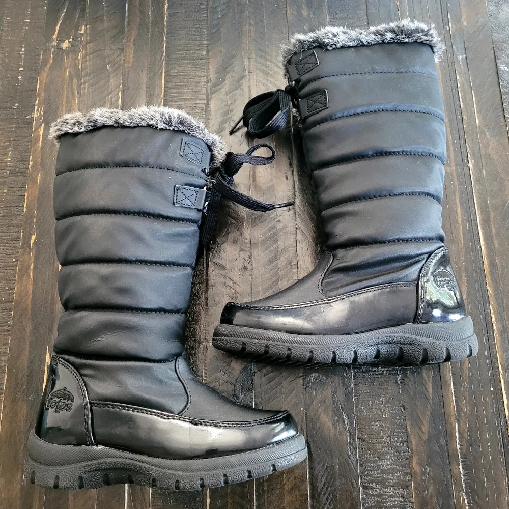 TOTES Hollie Thermolite Waterproof Faux Fur Lined Snow Boots Girls Size 12